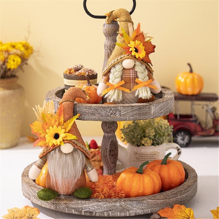 Stylish Thanksgiving Theme Standing Doll Unique Fall Season Bendable Hat Gnome Figure Table Ornament for Thanksgiving