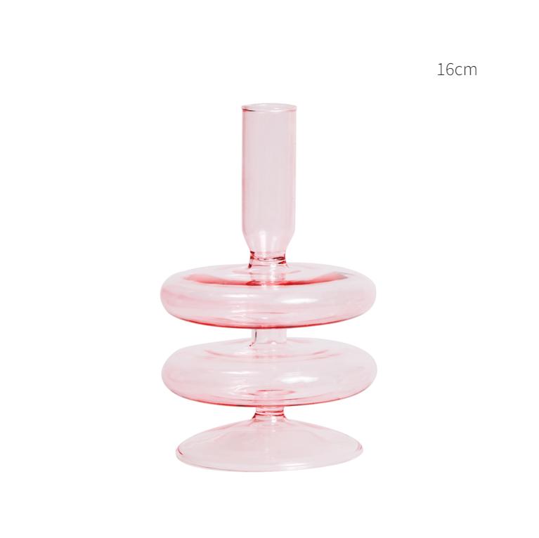 Pink Glass Candle Holder Taper Candlesticks Holder Wedding Table Centerpieces Nordic Home Decoration Wedding Decoration