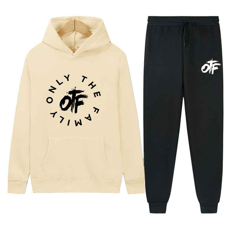 Весна Осень Мужской Только Семья Принт Повседневные 2 предмета Комплекты Индивидуальность Толстовки Уличная Мода Спортивный Костюм Худи Топы Облегающие брюки