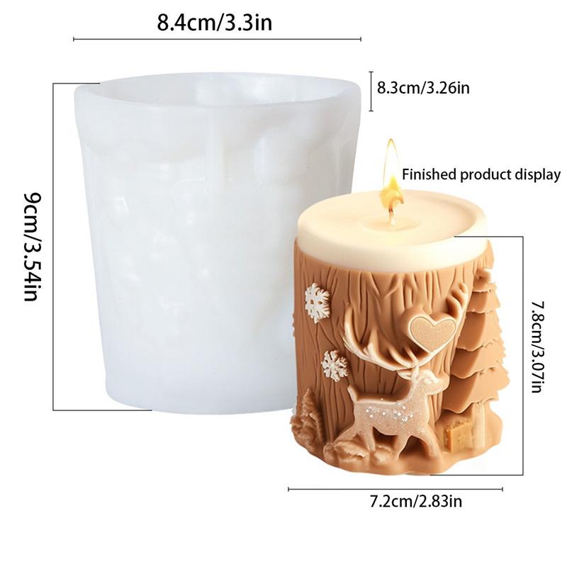 3D Christmas Tree Elk Relief Cylinder Candle Silicone Mold Merry Christmas Letter Snowflake Cylinder Candle Molds Christmas Gift