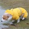 Yellow Waterproof Dog Raincoat With Reflective Stripes Corgi Medium Dogs Outdoor Walking In Rain