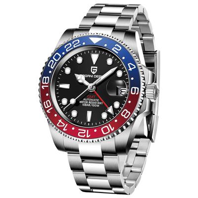 Часы GMT Hand Automatic Factory Сделано в Японии Механизм Diver Mechanical Корпус в комплекте Водонепроницаемый керамический безель Деловой деловой костюм