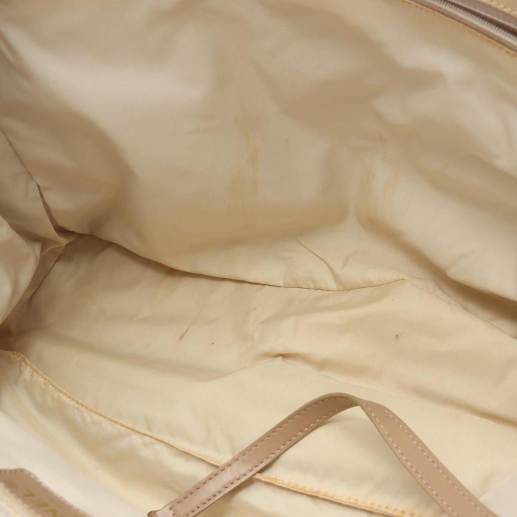 Used CHANEL New Travel Line MM Tote Bag leather Nylon canvas Beige Used Women