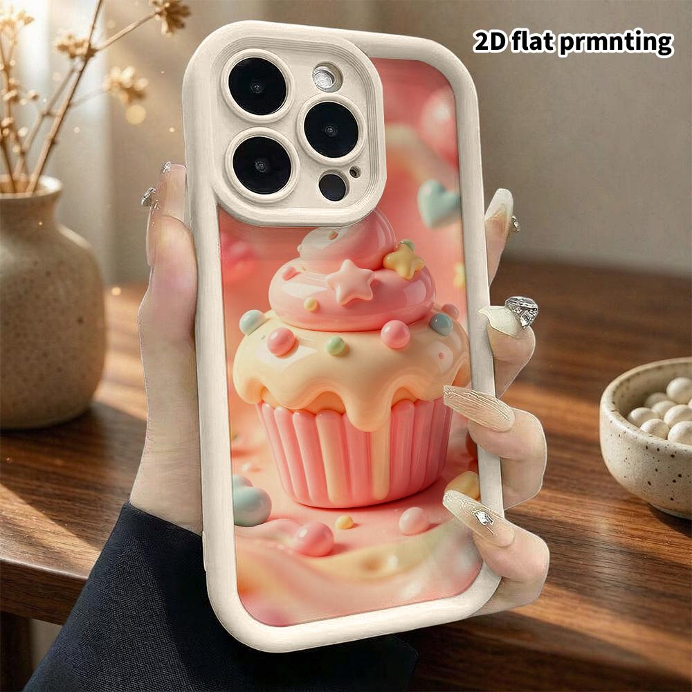 Phone case: 2D flat design suitable for iPhone 18 17 16 15 14 13 Pro protective case, cupcake, perfect Christmas and Halloween holiday gift