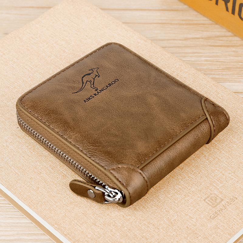 Leather Men’s Wallet Luxury Mens Purse Male Zipper Card Holders with Coin Pocket Rfid Wallets Gifts for Men Money Bag