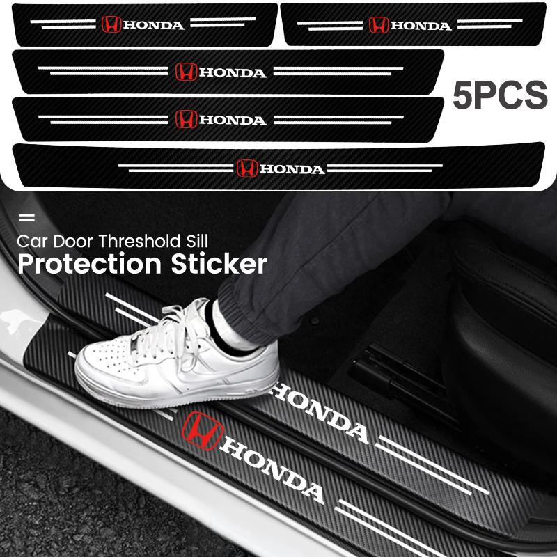 FPY1  5Pcs Carbon Fiber Car Threshold Scratch Protection Sticker For Honda Civic FIT CRV Accord CRZ CRX Jazz HRV Stepwgn Insight Pilot