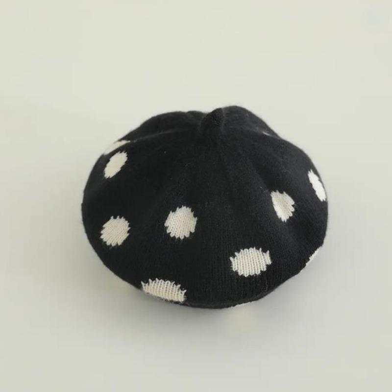 New Autumn Winter Baby Beret Dot Boys and Girls Knitted Hat Outdoor Warm Crochet Beanies Cap Outdoor Fashion Kids Hat Head Cover