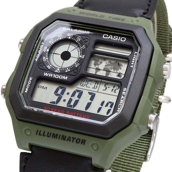 Цифровые часы Casio World Time AE-1200WHB-3BV (зеленый)
