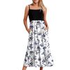 Women's Long Beach Casual Elegant Spaghetti Strap Maxi Dress Floral Low-key Flowing Bohemian Dress