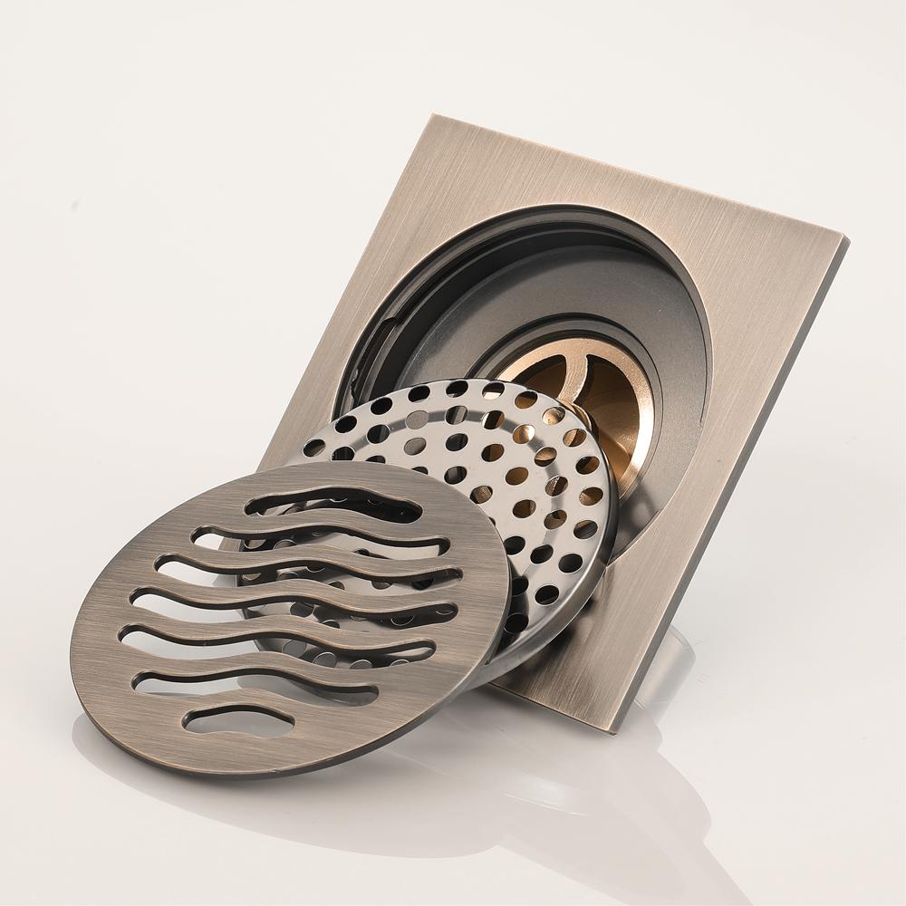 Bathroom Accessories 10*10cm Shower Floor Drain Can Insert Tiles Floor Drain Cover Brass Anti-odor Floor Drain Chrome