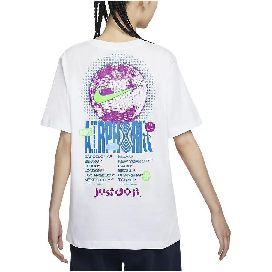 Nike Спортивная одежда Пуловер с принтом букв Повседневная футболка с круглым вырезом и короткими рукавами Женские футболки Белый FV4263100