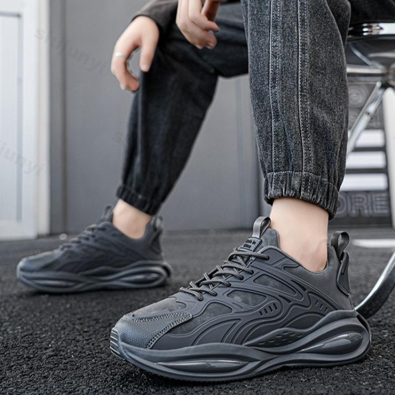 Мода Мужская Мода Тренд Повседневная Обувь 2025 Весна Новая Удобная Спортивная Обувь для Открытого Воздуха Толстая Подошва Нескользящая Шнуровка Массивные Кроссовки