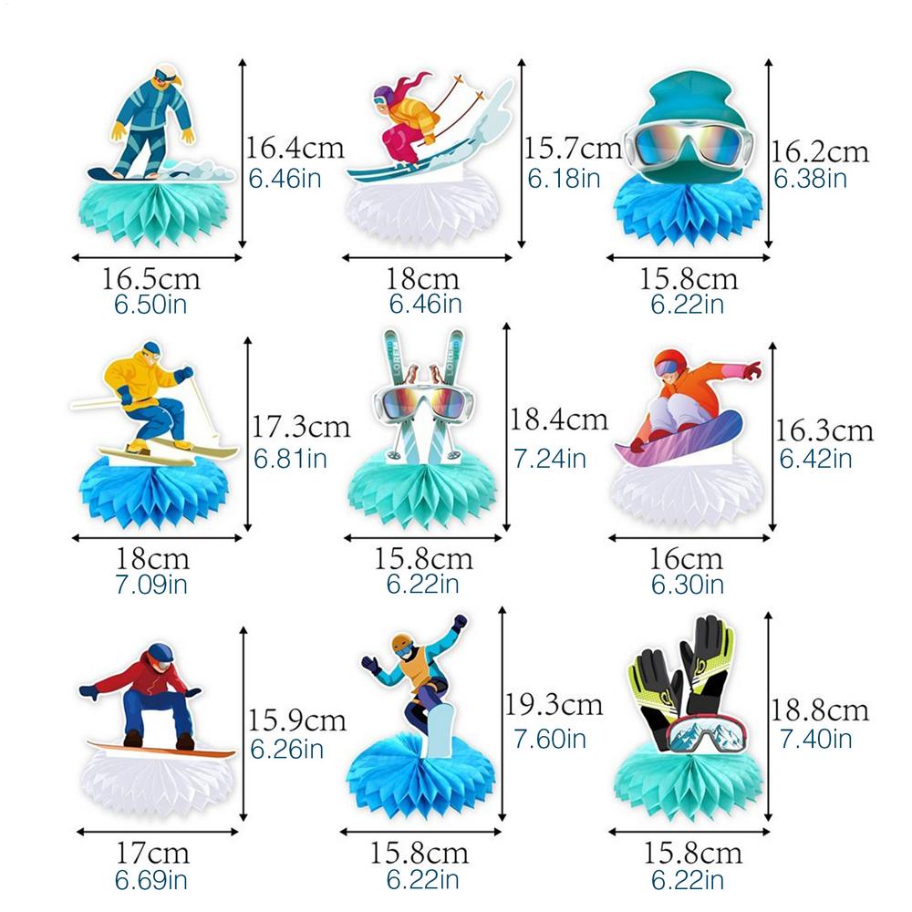 Ski Party Decorations 9 Pieces Winter Sports Theme Decor Winter Skiing Centerpieces For Tables For Table Desk Tabletop Desktop