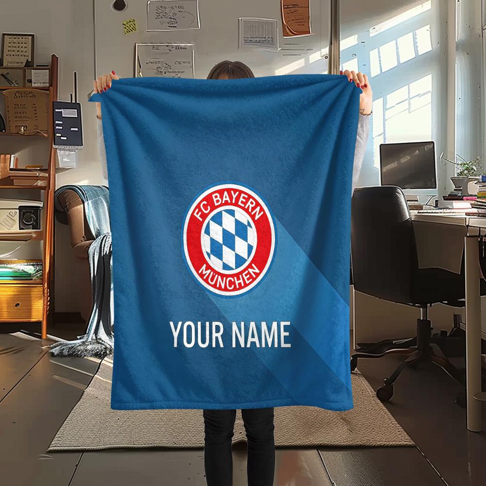 Custom Name FC Bayern MunichFlannel Blanket, High quality Comfortable for All Seasons, Home Decor, Warmth and Comfort
