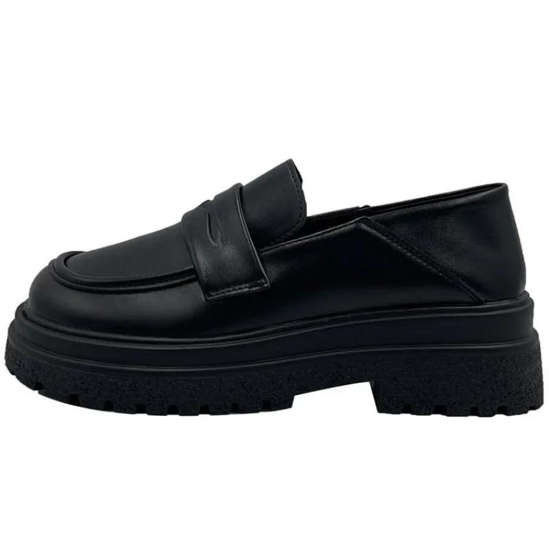 Модная обувь для женщин 2024 года, трендовые оксфорды в британском стиле с круглым носком, черные туфли на плоской подошве, повседневные женские кроссовки, женская обувь, лоферы