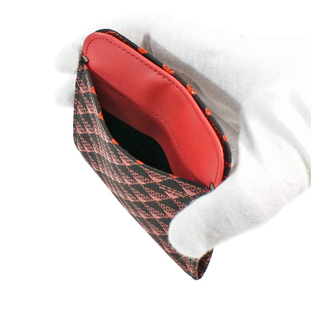 Indenya Inden Wallet Coin Purse Deerskin Takane Fuji Pattern Black x Red Lacquer Mt. 2802-21