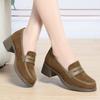 Модные Удобные Неглубокие Замшевые Слипоны Лоферы Женская Обувь на Платформе Весна 2025 Нескользящие Туфли на Блочном Каблуке для Офиса Мамы