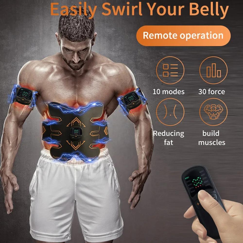 EMS Muscle Stimulator ABS Trainer Abdominal Toning Belt Muscle Toner Body Arm Leg Belly Lose Weight Fat Burn Home Gym Fitness