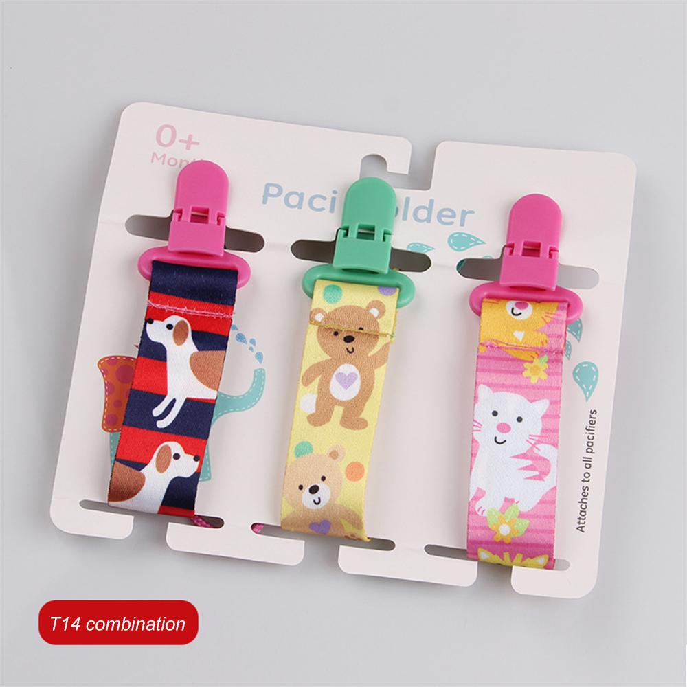 3Pcs/Pack Fixed Button Baby Pacifier Clips Chains Ribbon Dummy Soother Holder Chains Anti-drop Buckle Strap for Pacifier Baby Feeding Gift