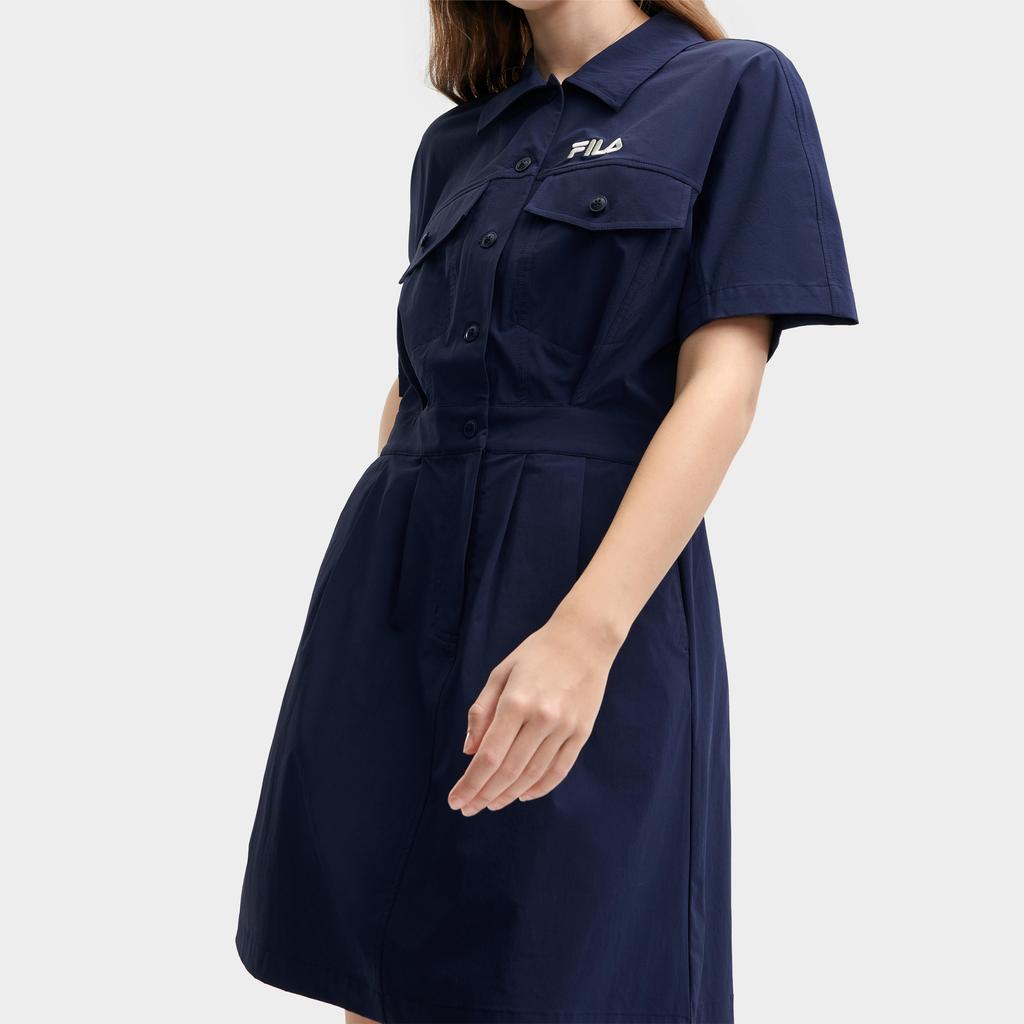 Fila Original Series Fashion Comfortable Loose Woven Breathable Short Sleeve Dress Women Dresses F11W429302FDB
