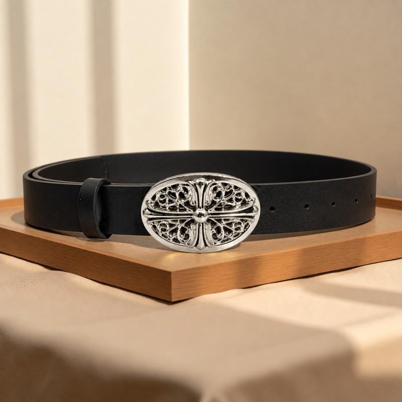 Y2K Gothic Cross Stud Belt Women Men - Vintage PU Leather Waistband With Embossed Buckle Punk Chic Hip Hop Fashion