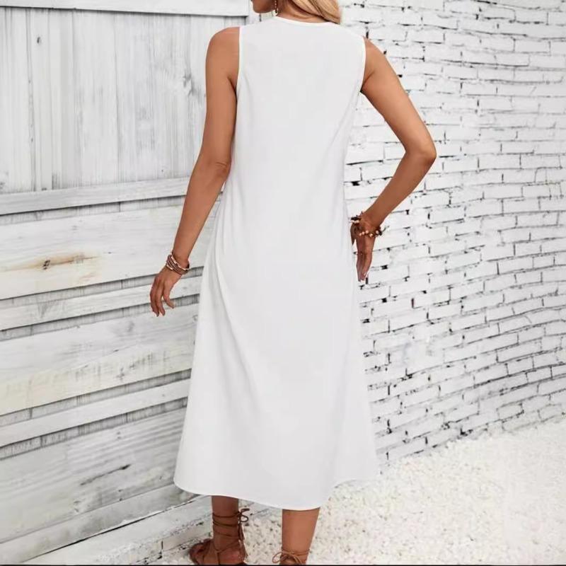 Женское летнее кружевное платье в стиле бохо без рукавов с лоскутным узором, длинное