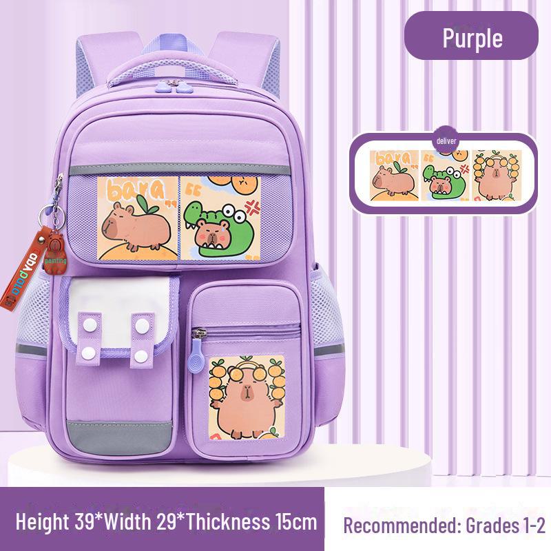 Рюкзак большой вместимости с капибарой для 1-6 классов - Милый и грязеотталкивающий дизайн для мальчиков и девочек