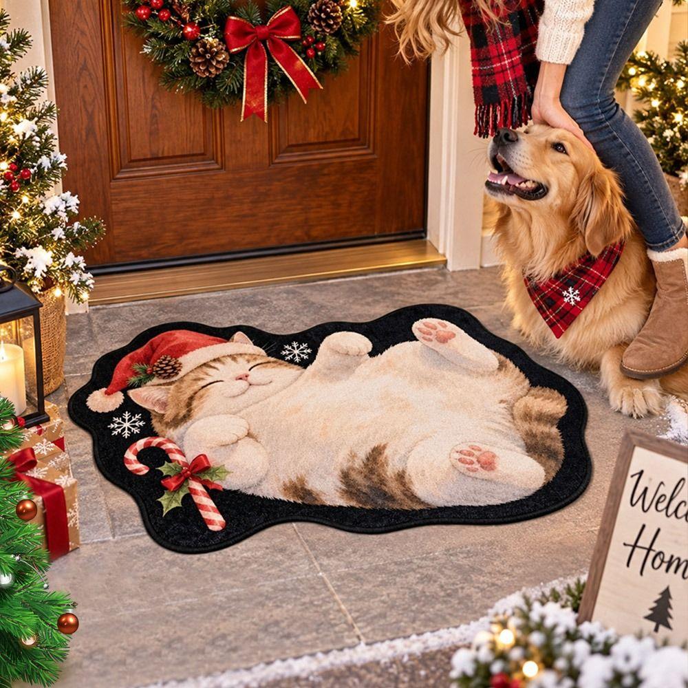 Soft Faux Cashmere Entryway Rug Irregular Shape Door Mat Durable Floor Rug Holiday Home Decor