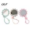 Handheld Cosmetic Mirror Makeup with Beaded Bracelet, Sunflower Shape Mirror, Mini Vanity Portable Travel Beauty for Women Girls Grooming