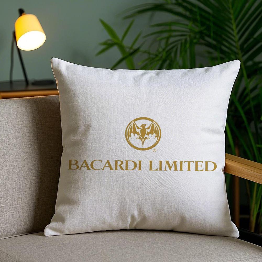 B-Логотип Bacardi Чехол на подушку Плюшевая ткань Мягкий Двусторонний печатный Невидимая молния Наволочка для дивана Домашний декор