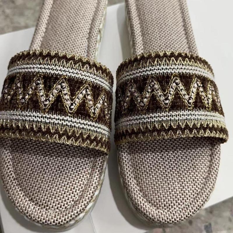 Летние женские модные тапочки из пеньковой веревки на толстой подошве с рыбьим ртом, тапочки в стиле бохо