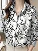 Women's Spring Summer Long Sleeve Shirt Striped Printed Comfortable And Breathable Lapel Design Women Button Down Shirt Top