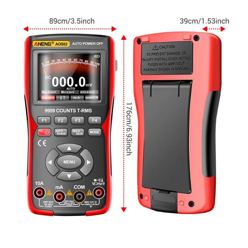 ANENG AOS02 Digital Oscilloscope Transistor Test Multimeter 48MS/s Sampling Rate 10MHZ Analog Bandwidth Support Waveform Storage Portable Tester Tools