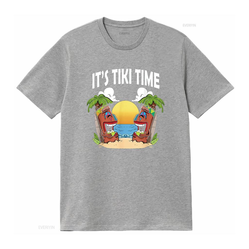 Tiki T Shirt Men Head It s Time Hawaiian Luau Women vintage Washed Unisex Breathable Stretched Slightly graphic Casual