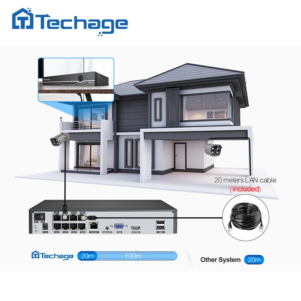 Techage 5-мегапиксельная IP-камера безопасности POE для обнаружения человека на открытом воздухе двухсторонняя аудио-видео камера наблюдения AI IP