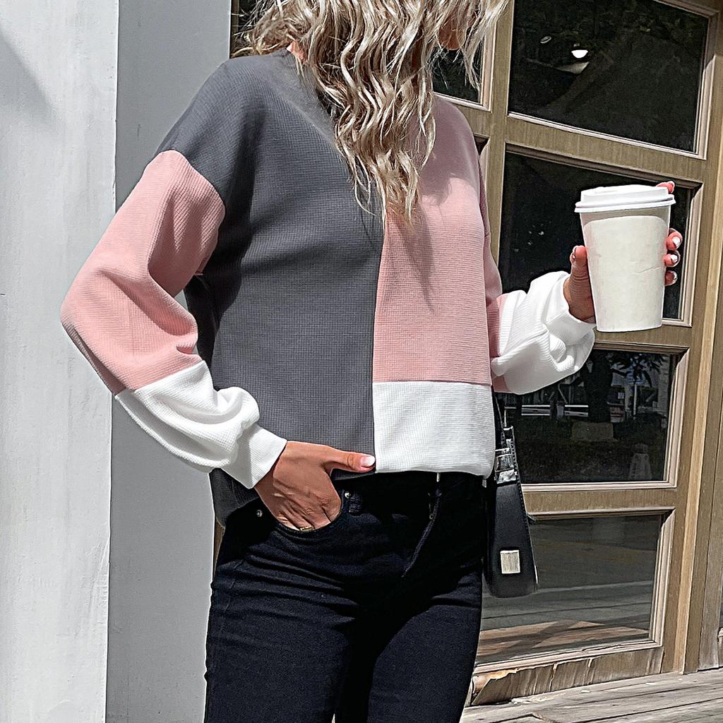 Женский темперамент, свободная строчка, вязаная цветная толстовка с длинными рукавами и длинными рукавами