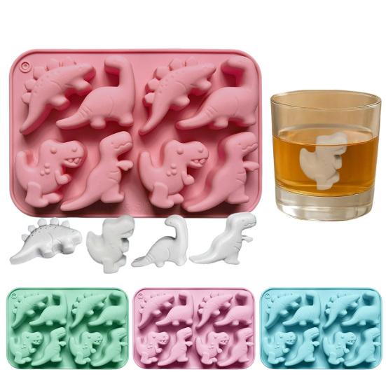Dinosaur Silicone Mold Ice Cube Tray Flexible Fondant Chocolate Candy Mold Biscuit Cake Candle Soap Mold Easy Release Pastry DIY Tools