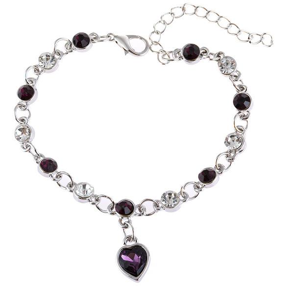 Подвесной шарм в форме сердца с кубическим цирконием и красочным браслетом из нержавеющей стали с кубическим цирконием для женщин