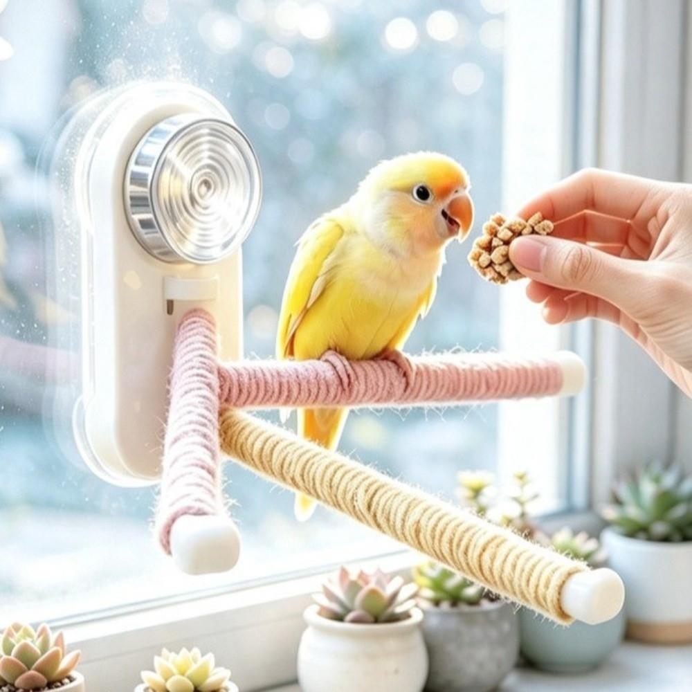Anti Slip Bird Standing Perch Toy Suction Cup Reptile Climbing Rack Birdcage Accessory