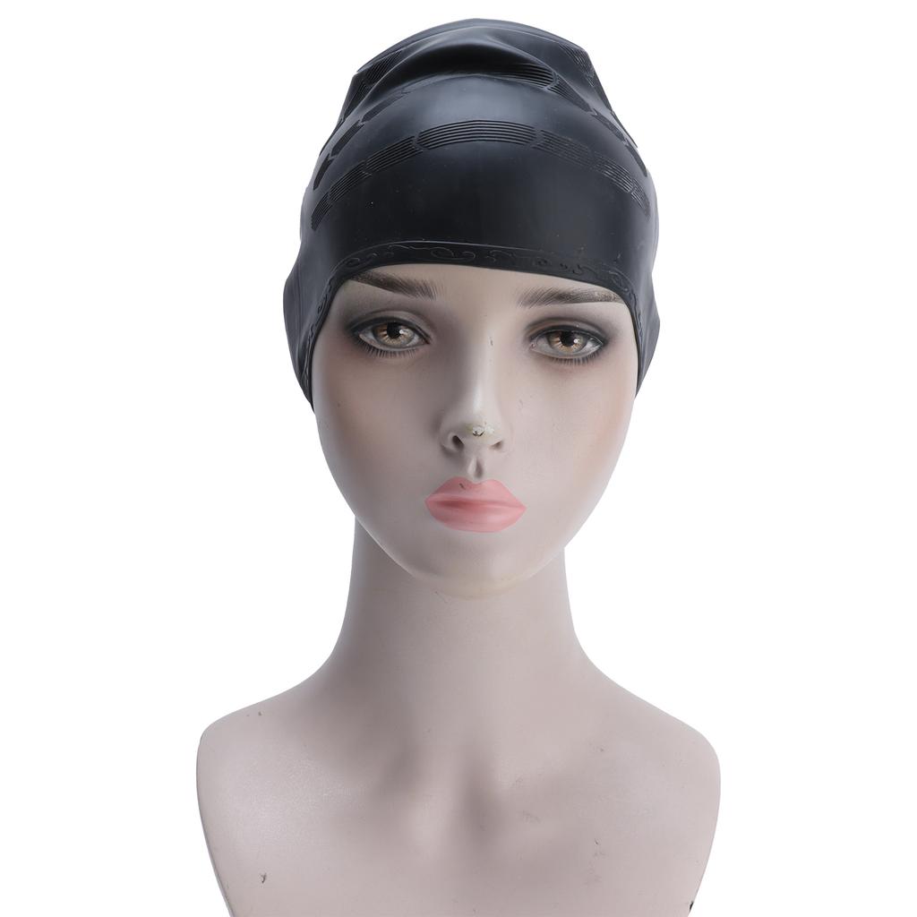 Silicone Swimming Cap Ear Protection Three Dimensional Ergonomic Waterproof Bath Swimming HatBlack