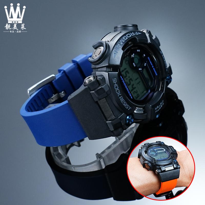 Для Casio 6-го поколения Черно-синий Frogman 3445 GWF-D1000B Модифицированный ремешок из фторкаучука Аксессуары Мужская противоскользящая цепь