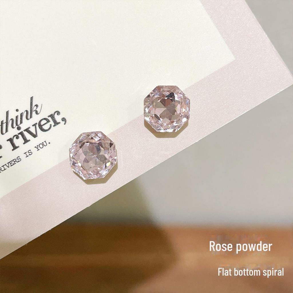 Вспышка Millennium восьмигранные серьги-гвоздики с розой из циркония для женщин - индивидуальный многогранный изысканный дизайн