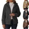 Women's Loose Pocket Hooded Zipper Cardigan Women's Plush Coat