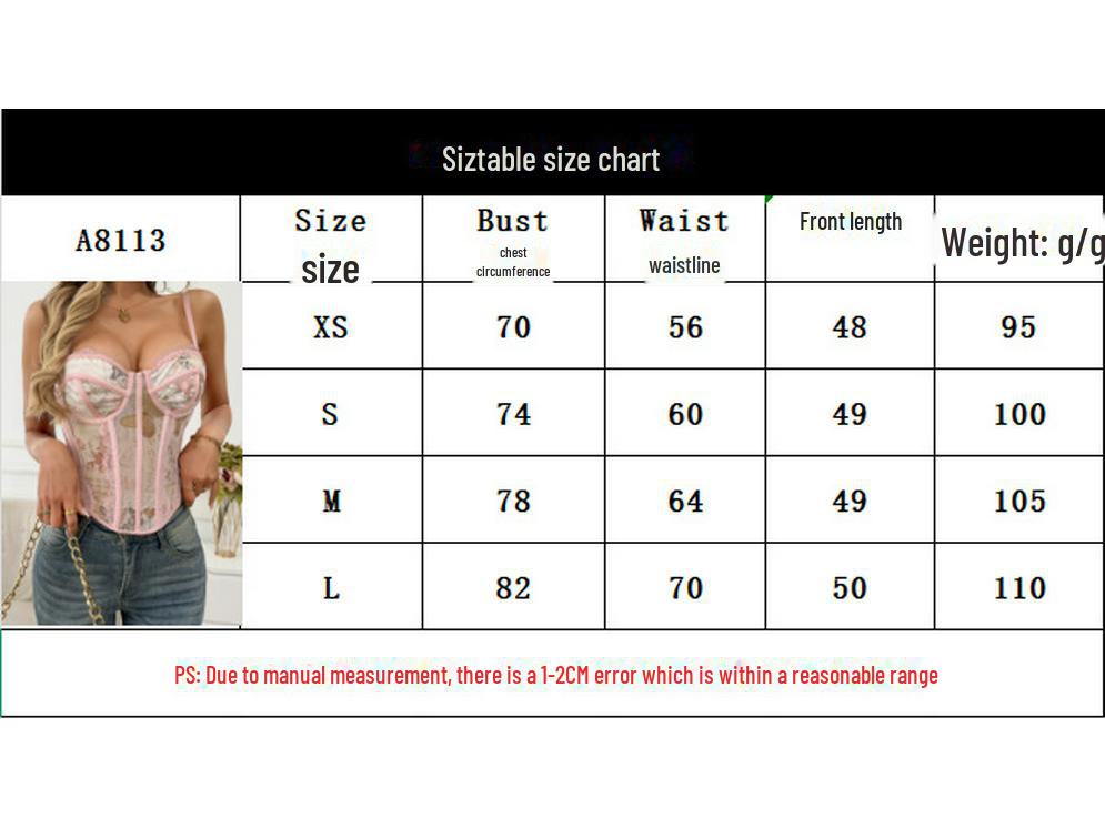 Slim Waist Floral Retro Sexy Herringbone Corset Vest for Women