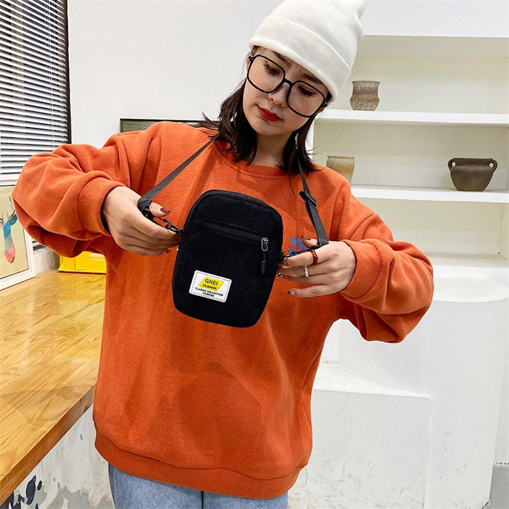 Женская вельветовая сумка-мессенджер на молнии, многослойная маленькая сумка через плечо (черный) *