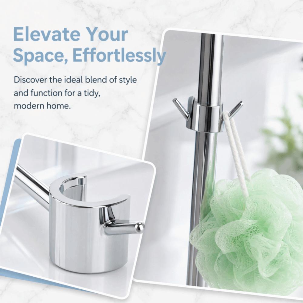 3Pcs ABS Shower Rod Hook Silver Shower Rod Clamp Hook Bathroom Hook Bathroom Kitchen Shower