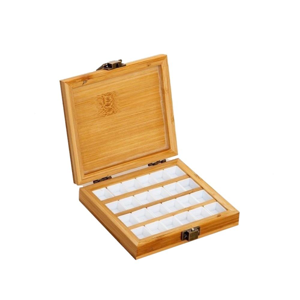 with Lid Watercolor Box Empty Bamboo Paint Storage Box New Paint Palette  Painting Art Supplies