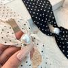 Vintage Polka Dot Chiffon Beaded Scarf For Women Lightweight Sheer Neck Scarf Fashion Accessory For Summer Daily Wear & Outfits