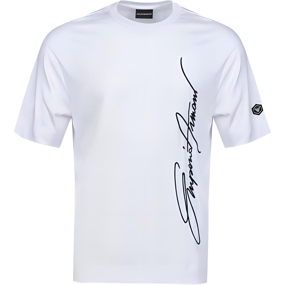 EMPORIO ARMANI T-Shirts Men's White Crew Neck Moderate Straight Fit 3H1TN4-1JCQZ-F144