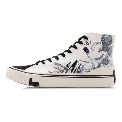 Disney X Li Ning нескользящие износостойкие высокие парусиновые туфли женские кроссовки черные коричневые белые AGCQ324-1